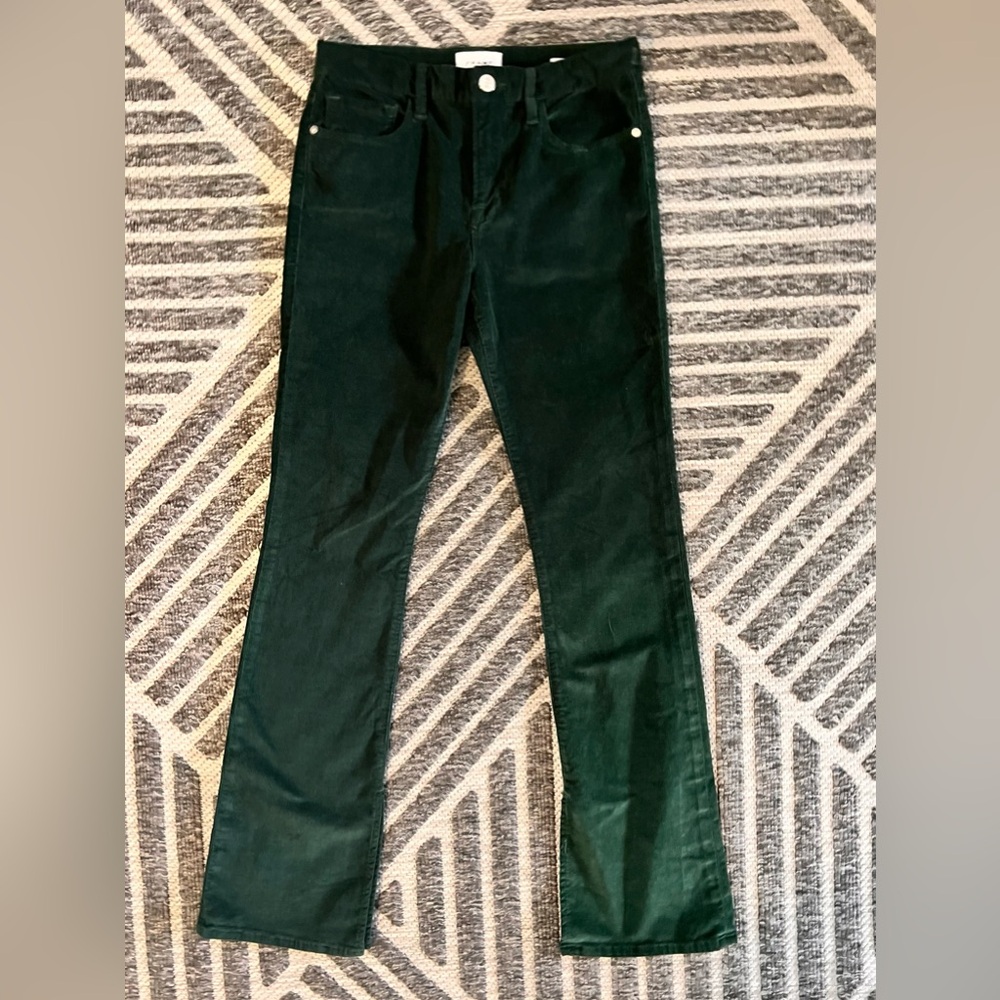Frame Sz 28 Le Mini Boot Slit Corduroy Pants In Pine Green